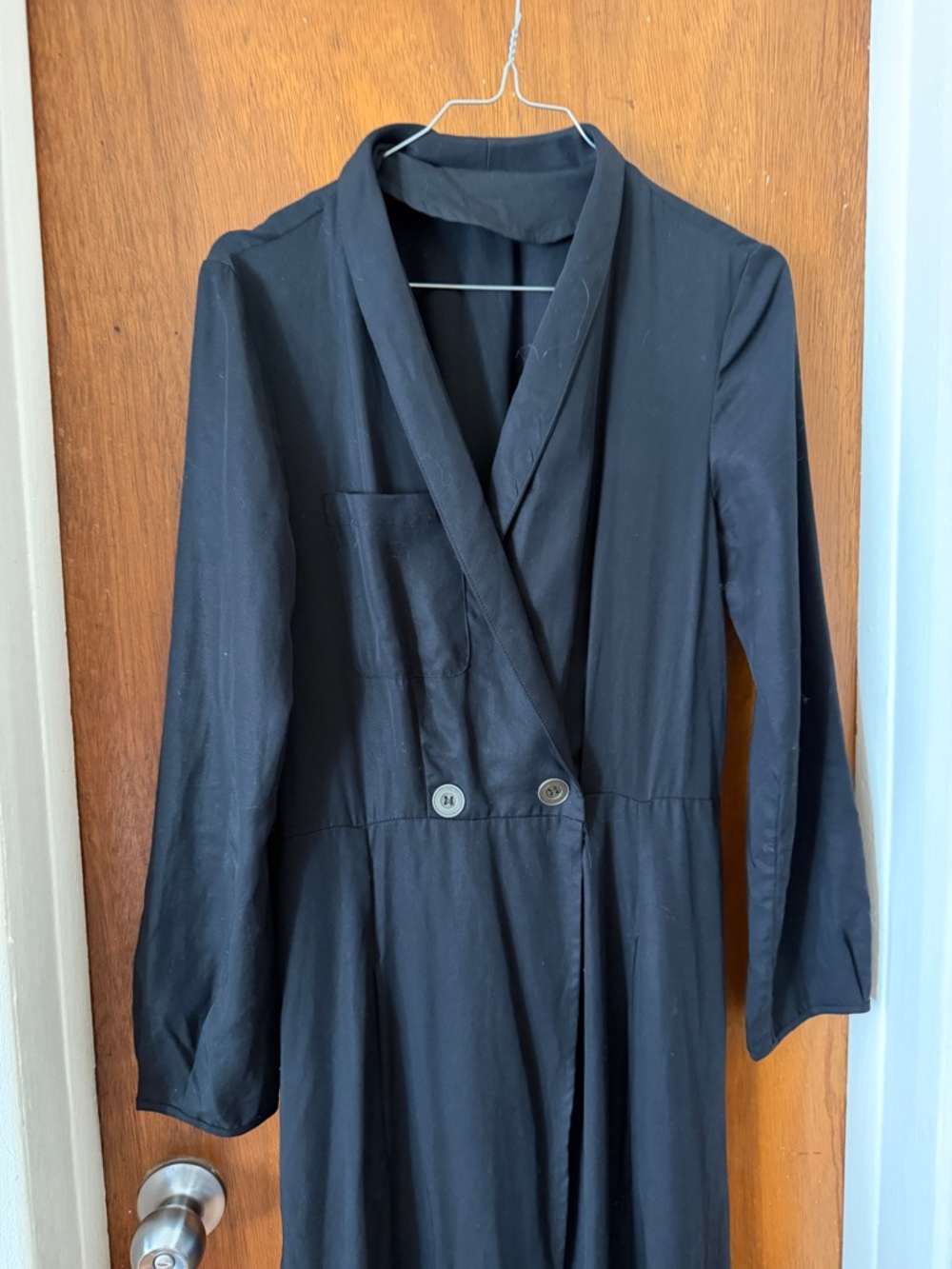 Black Long Sleeve Button Front Dress